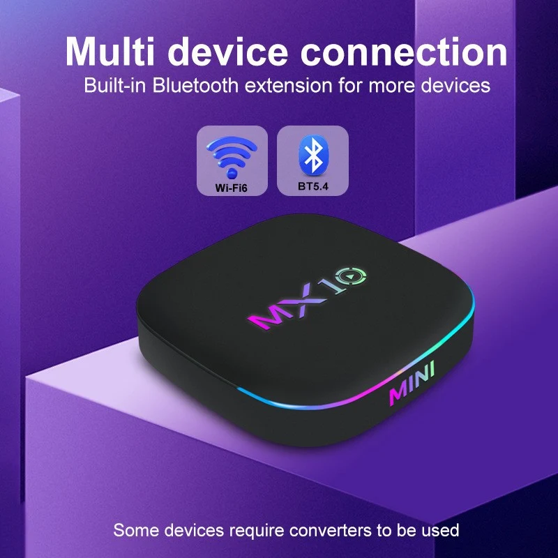 Box Android TV MX10 - Wi-Fi - Bluetooth - HDMI - Streaming - Diaporama