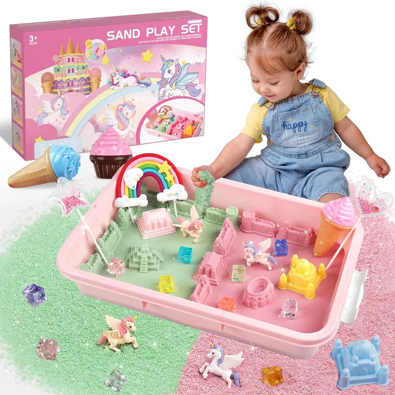 Weilim Sable Magique Fille, Kit Sensoriel avec Moules, Cadeau 3-8 Ans
