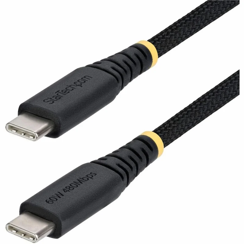 Câble de charge USB-C StarTech.com de 3 m (10 pi), 60 W (3 A) PD, gaine tressée double couche en nylon/TPE, câble de charge robuste USB 2.0 pour ordinateur portable USB2CC10FNCBR