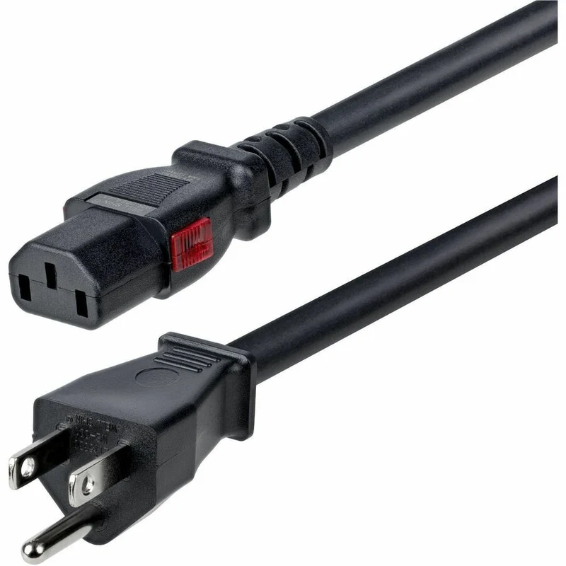 Câble d'alimentation robuste StarTech de 2 m (6.6 pi), NEMA 5-15P vers C13 verrouillable, 125 V 15 A, 14 AWG, câble d'alimentation secteur de remplacement, homologué UL, TAA 6FT-LC15A-POWERCORD