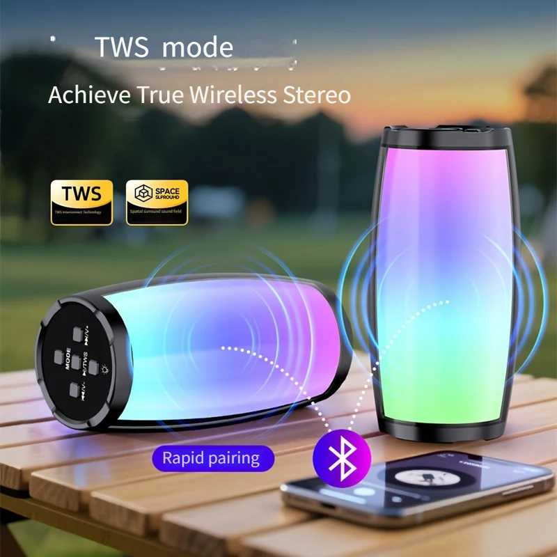 Enceinte Veilleuse Bluetooth Sans Fil 500mAh USB-C - Carte TF et Cle USB 2 Coloris Chambre et Quotidien