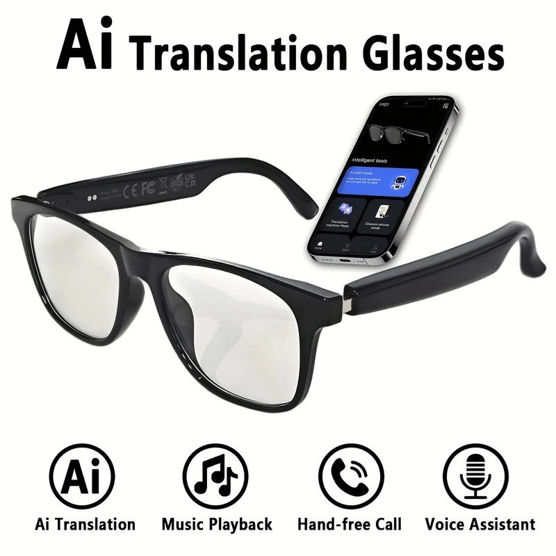 XBJ Lunettes de Traduction Intelligentes IA - 164 Langues & Sans Fil 5.3