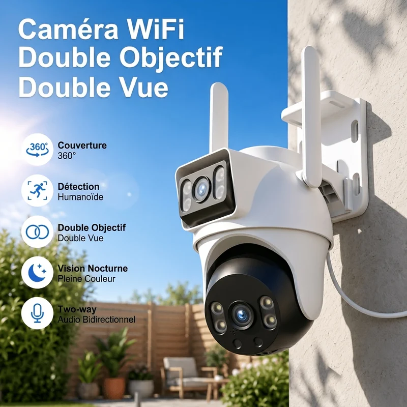 Caméra Extérieure WiFi 5MP XIAOVV Double Vision