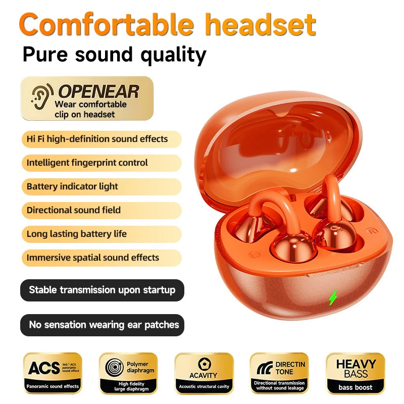Ecouteurs Sans Fil TWS Pince Oreille HiFi Bass 9D Stereo Micro Sport Gaming Appels 5 Coloris NEW SENYANG