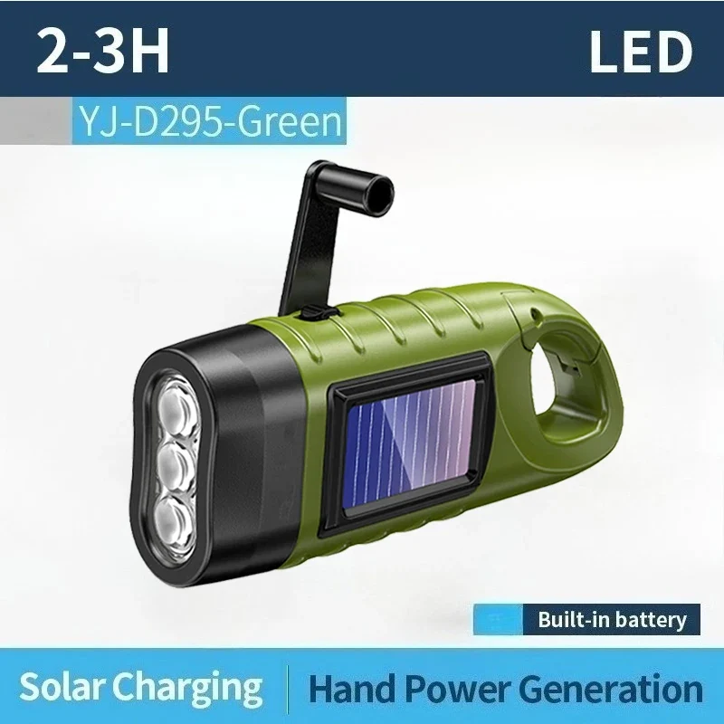 Lampe Torche LED Solaire Dynamo Manivelle 5W Etanche Camping Urgence Maison Exterieur Heinast