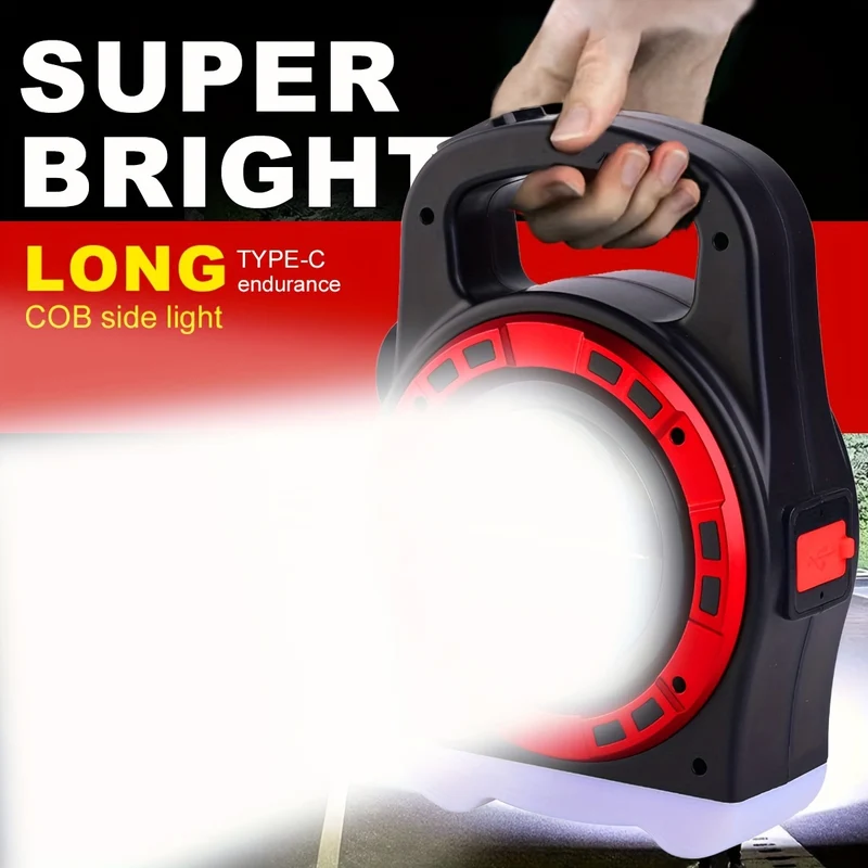 Lampe Solaire Camping COB Multifonction 500 Lumens - 3 Modes Rechargeable USB Portee 100m Urgences Exploration