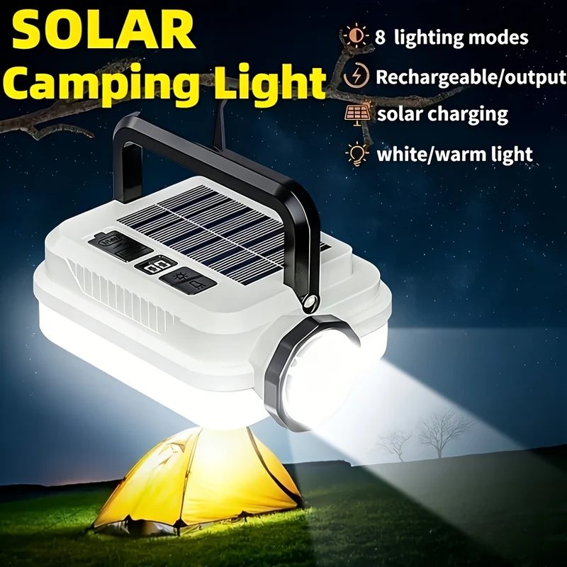 Lampe de Poche Solaire Ultra Lumineuse 2000 Lumens - 8 Modes Rechargeable USB IP44 Camping Peche Escalade