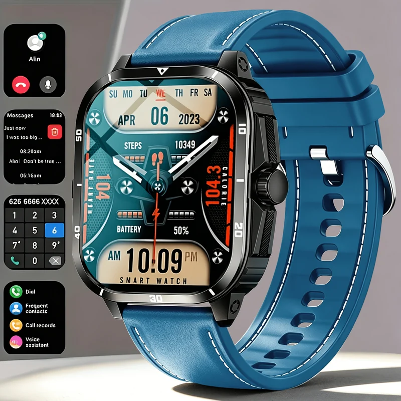 Montre Connectee Homme ERUN Alliage Bracelet Silicone Ecran TFT 2.01 Appels SMS Multi-Modes Sport Controle Photo iOS Android USB - 4 Coloris