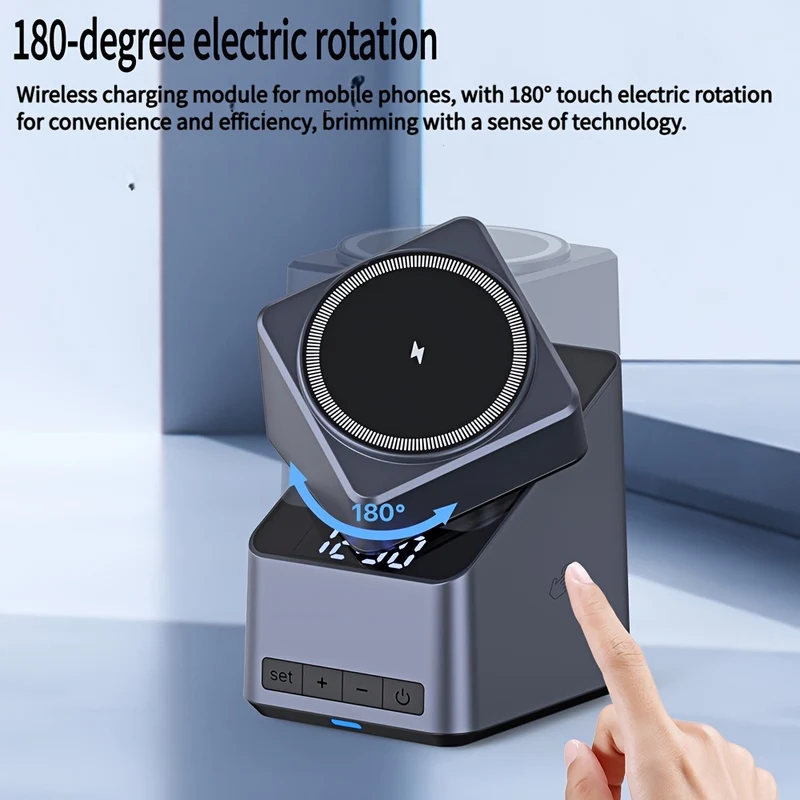 Chargeur Sans Fil 4-en-1 Rapide Avec Horloge Integrée