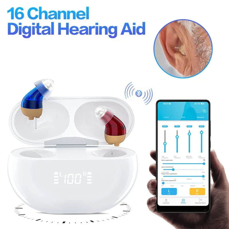 Aide Auditive Numérique 16 Canaux Rechargeable avec App Bluetooth