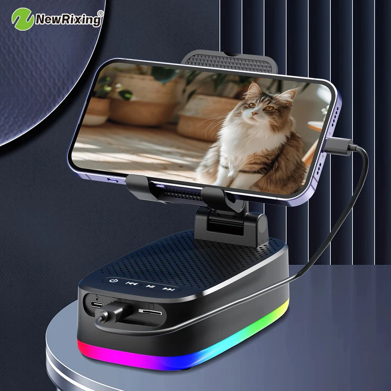 Enceinte Bluetooth Portable avec Support Telephone RGB