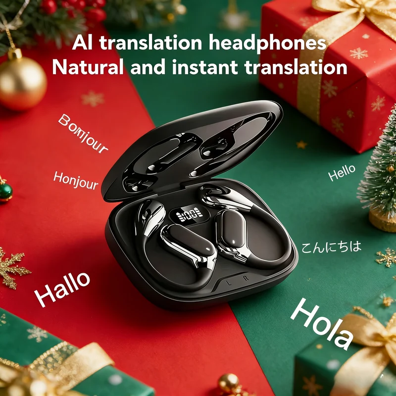 Écouteurs Traducteur en Temps Réel Sans Fil - Traduction Bidirectionnelle 165 Langues, Compatible iOS et Android