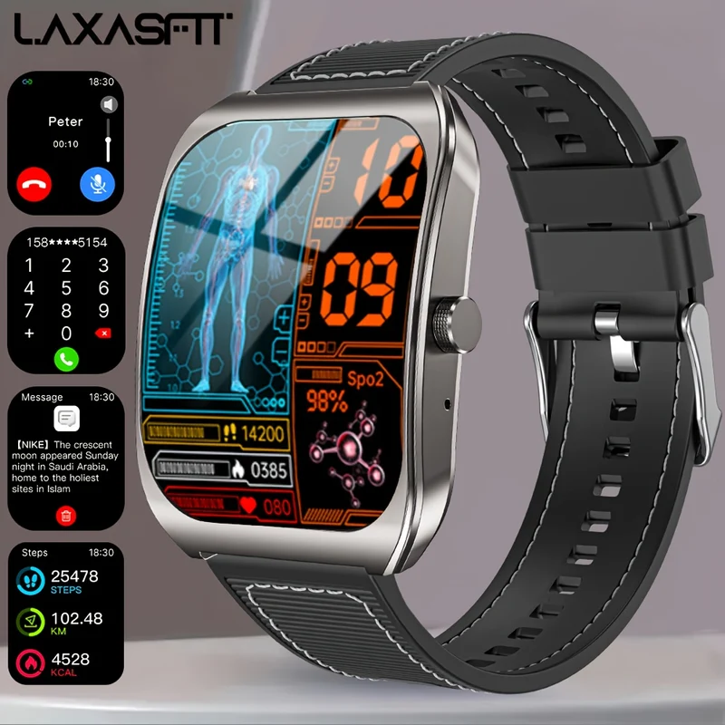 Montre connectée LAXASFIT homme et femme - Bluetooth 5.3, écran TFT, bracelet silicone, 3 coloris
