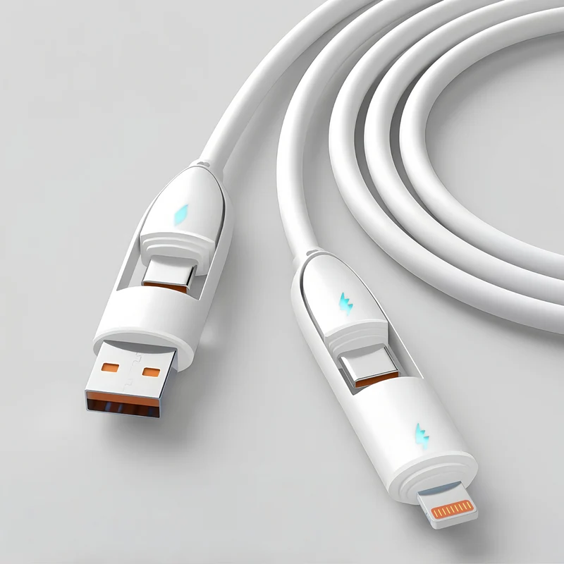 Câble 4 en 1 Ultra-Rapide 66W Type-C vers Lightning Silicone