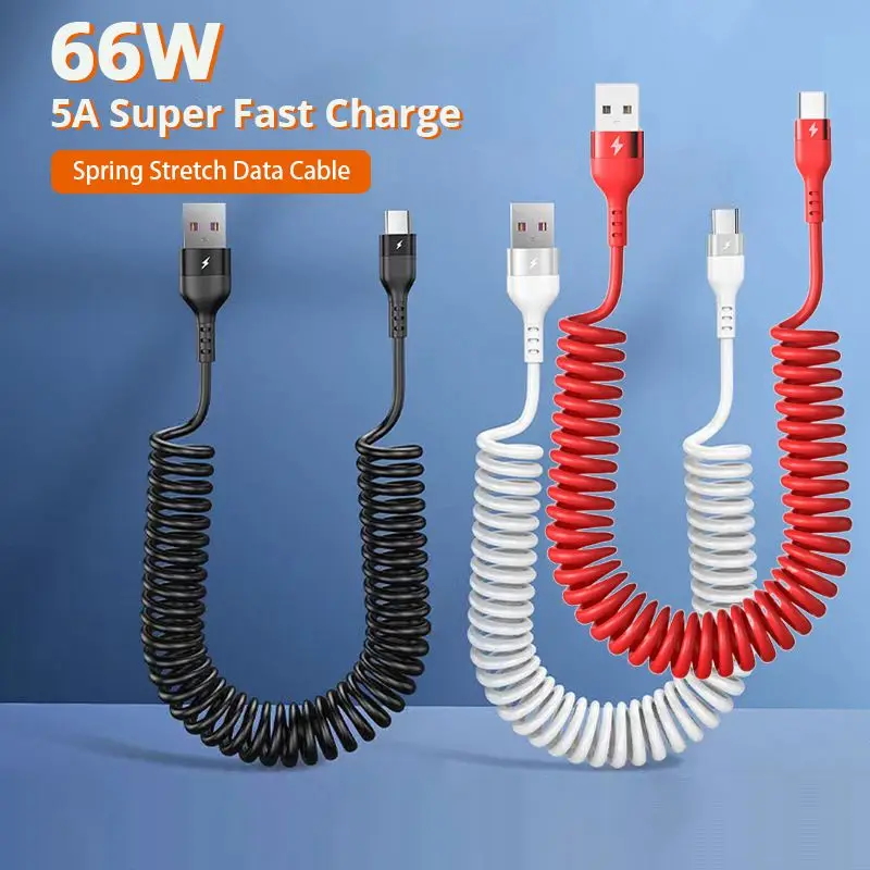 Câble Charge Rapide 66W 5A Télescopique Multi-Connecteurs