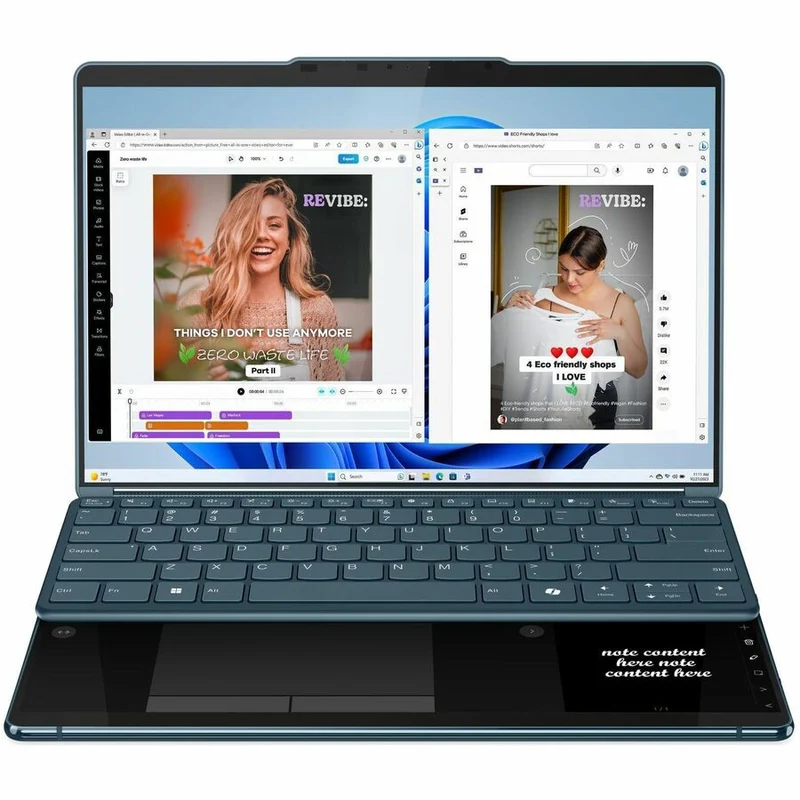 Lenovo Yoga Book 9 13IMU9 83FF0003CF Ordinateur portable 13.3 en 2 convertible avec écran tactile 1" - 2.8K - Intel Core Ultra 7 155U - Plateforme Intel Evo - 16 Go - SSD 1 To - Clavier français et anglais - Bleu sarcelle 83FF0003CF