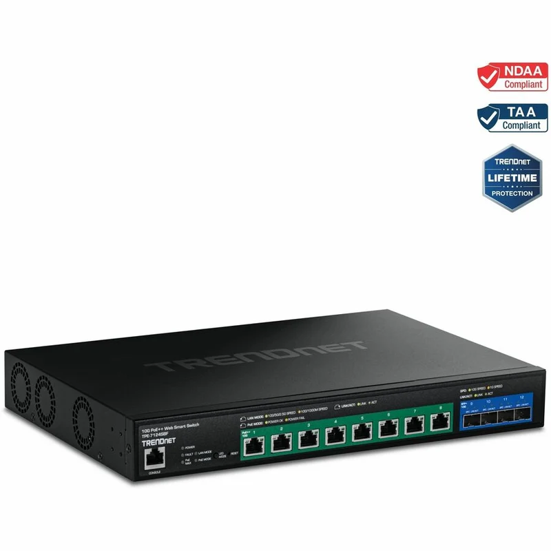 Commutateur Web intelligent TRENDnet 12 ports 10G PoE++ (720 W) TPE-7124SBF