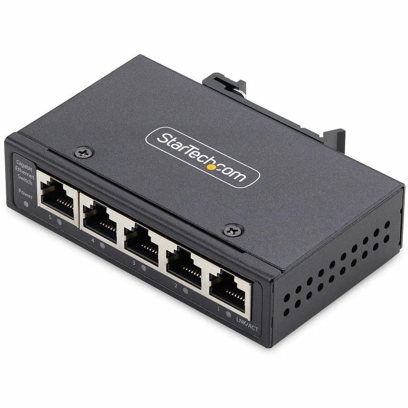 StarTech.com Commutateur réseau industriel non géré à 5 ports, Ethernet 10/100/1000, montage sur rail DIN/mural, indice de protection IP30, -40 °C à 167 °C, 9 à 60 V CC, TAA I51G-ETHERNET-SWITCH