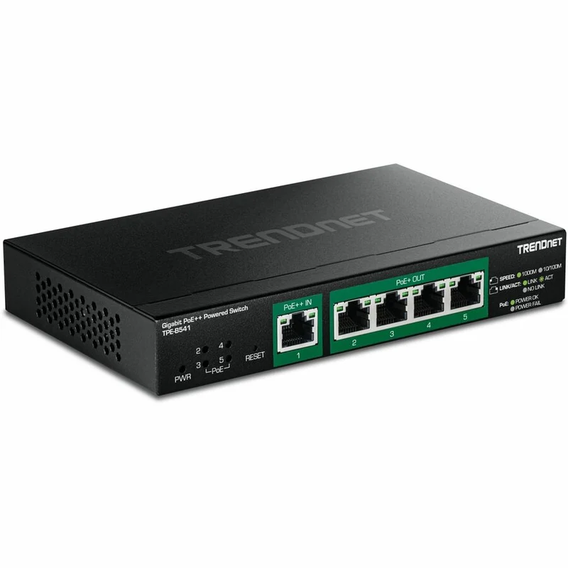 Commutateur géré Gigabit PoE++ à 5 ports TRENDnet avec relais PoE TPE-B541