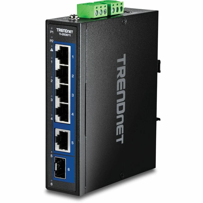 Commutateur industriel TRENDnet à 6 ports sur rail DIN 2.5G avec 1 port 10G TI-G50611