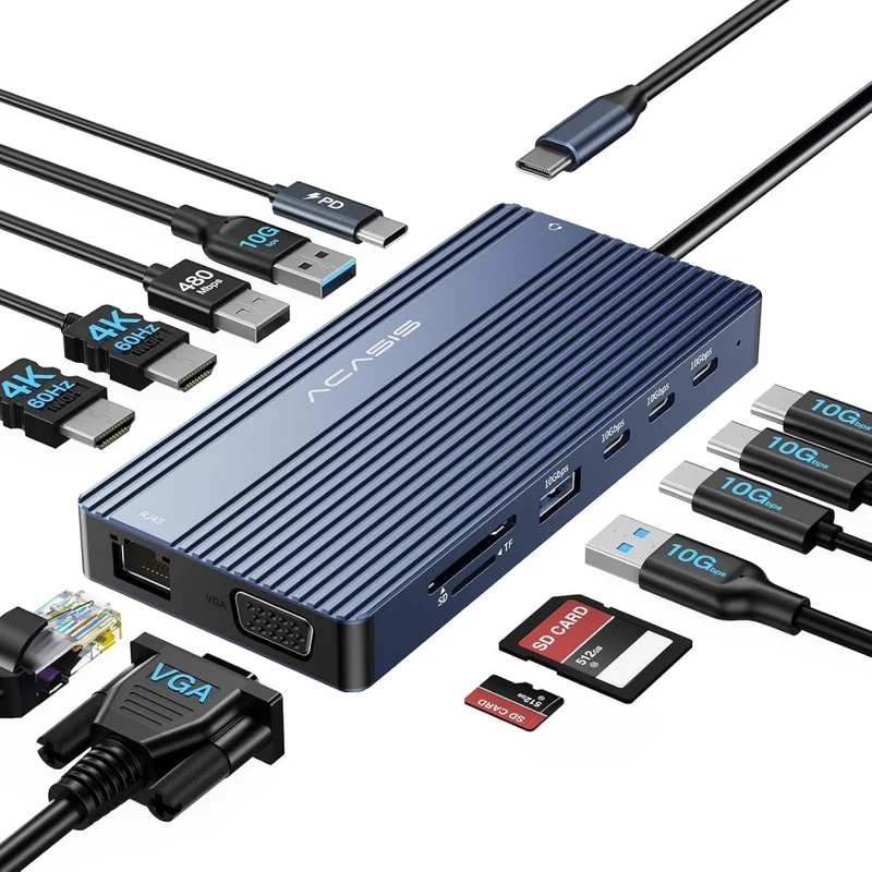 ACASIS 14-in-1 4K 60Hz USB C Laptop Docking Station