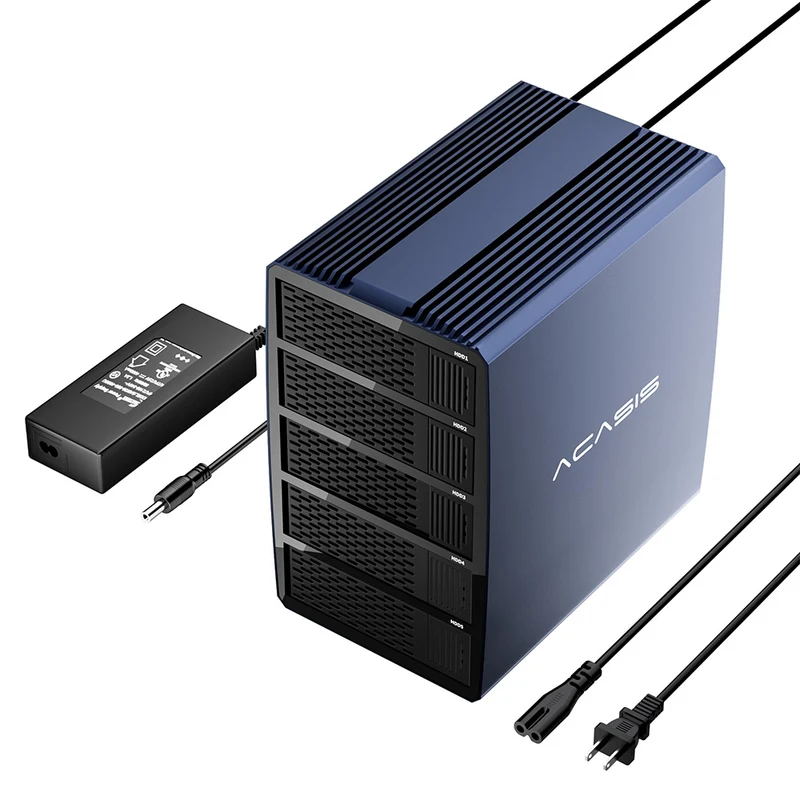 Acasis 20Gbps 5-Bay 2.5/3.5 Inch USB-C to SATA HDD RAID Enclosure