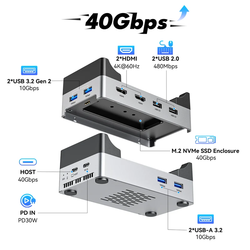 Acasis Mac mini M4 Dock & Stand with 8TB M.2 NVMe SSD Enclosure
