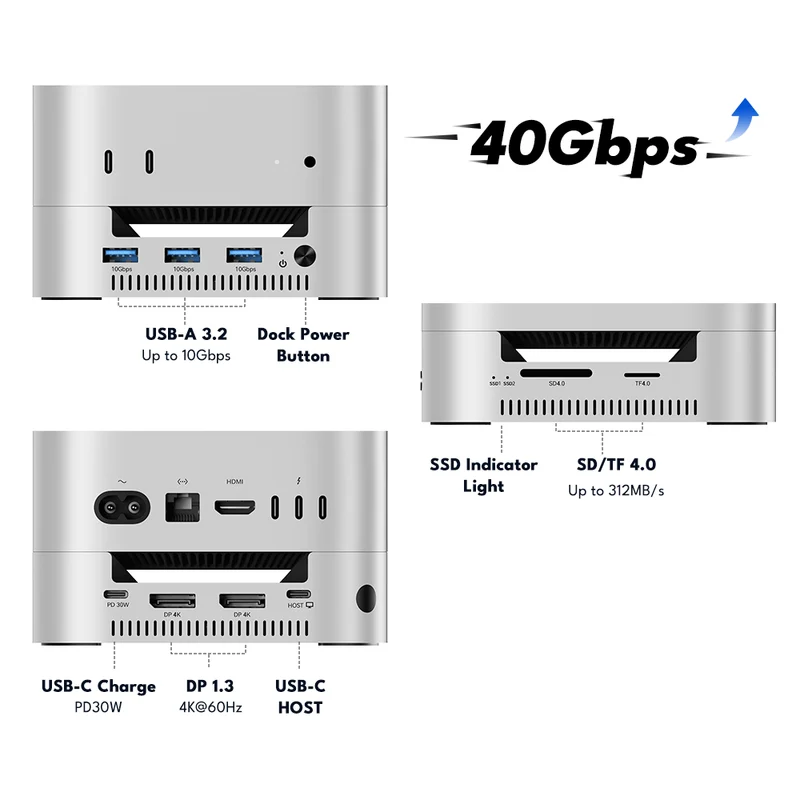 Acasis 40Gbps Mac mini M4 Dock & Dual-Bay SSD Enclosure