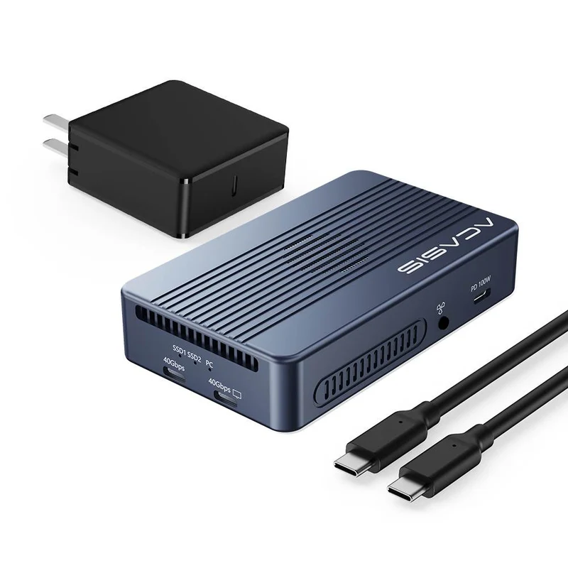 Acasis 40Gbps M.2 NVMe 2 Bay RAID SSD Enclosure Compatible with Thunderbolt 4/3