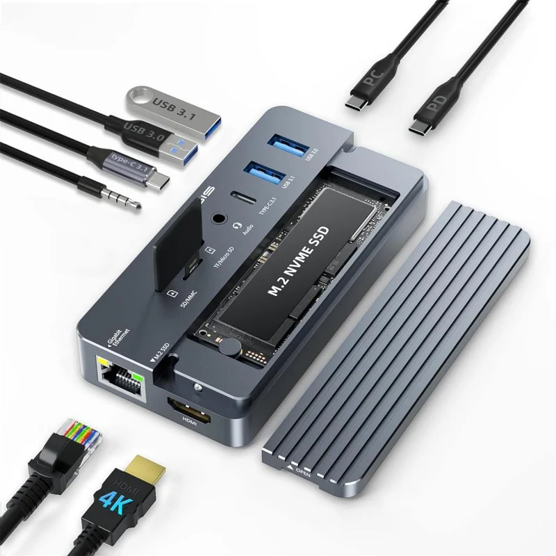Acasis Swappable High-Speed SSD Storage & 10-In-1 Hub Docking Station
