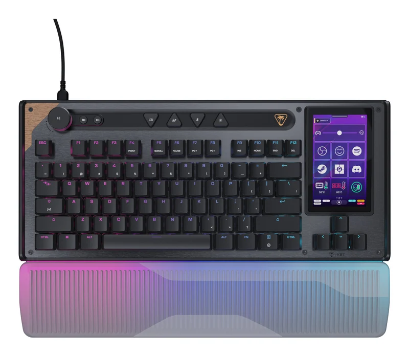 Turtle Beach Command Series KB7 TKL Wired Gaming Keyboard - 4.3” Touchscreen Command Display, Titan Low-Profile Hall-Effect Switches, True 8K Polling, RGB Lighting - UK Layout (QWERTY)