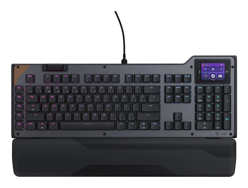 Turtle Beach Command Series KB5 Full-Size Wired Mechanical Gaming Keyboard with 2.4” Touchscreen, Titan Low-Profile Switches, True 8K Polling, RGB Lighting - UK Layout (QWERTY)