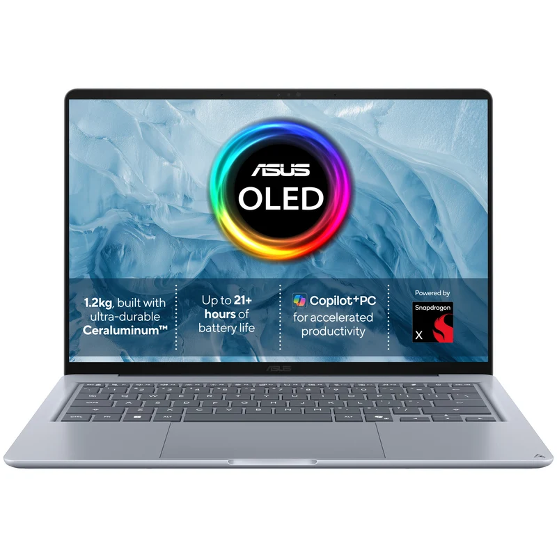ASUS Zenbook 14 UX3480QA-U1090W Copilot+ PC Snapdragon X1-26-100 Laptop 35.6 cm (14") WUXGA 16 GB LPDDR5x-SDRAM 256 GB SSD Wi-Fi 6E (802.11ax) Windows 11 Home Blue