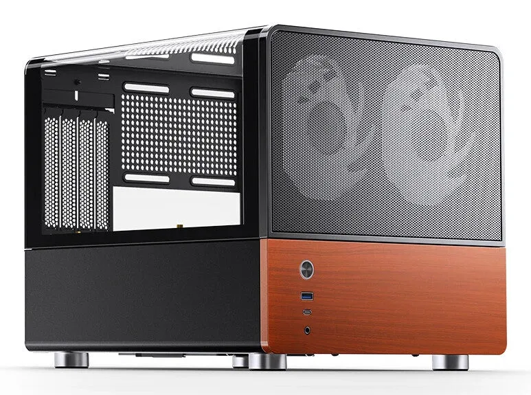 Jonsbo V12 BLACK computer case Black, Wood