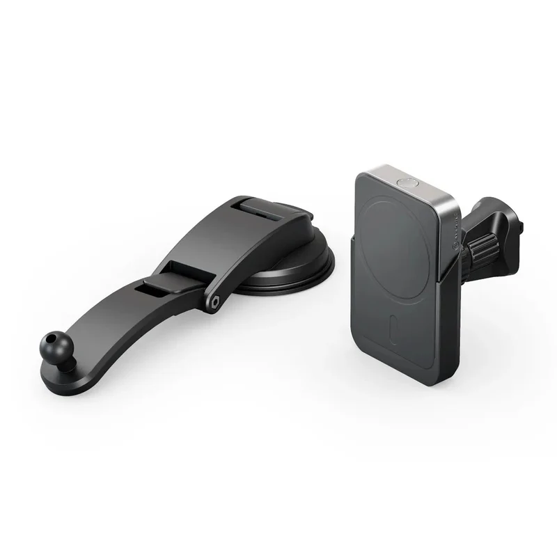 ALOGIC Matrix+ Universal Wireless Car Charger with 5000mAh Wireless Magnetic Power Bank, Air Vent and Dashboard Mount Includes 30W USB-C Car Charger, USB-C to USB-C Cable