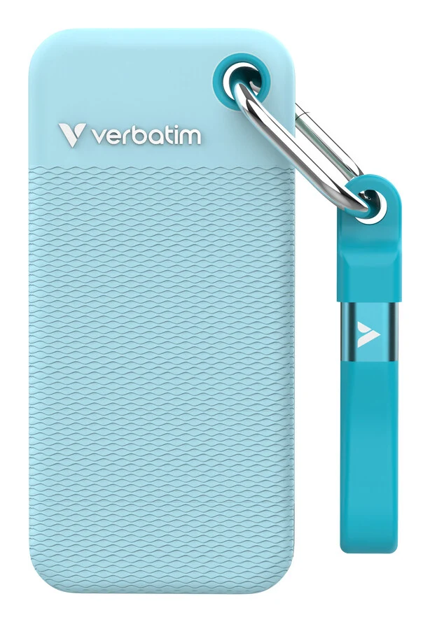 Verbatim Pocket SSD USB 3.2 Gen 2 2TB Polar Blue incl. two rubber sleeves