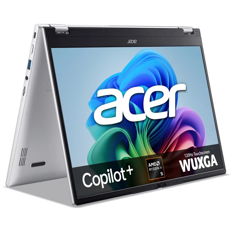 Acer Aspire Spin 14 RAI7 16GB 512GB W11H Copilot+ PC AMD Ryzen™ AI 5 330 Laptop 35.6 cm (14") Touchscreen WUXGA LPDDR5-SDRAM SSD Wi-Fi 6 (802.11ax) Windows 11 Home Silver QWERTY UK English