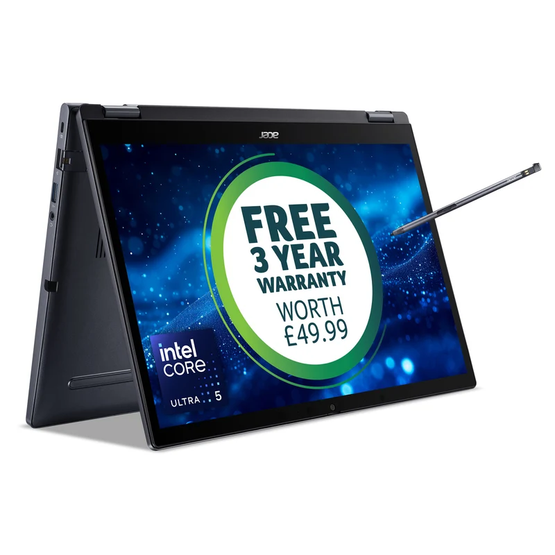 Acer TravelMate P4 Spin 14 convertible laptop (TMP414RN-54) - Intel Core Ultra 5, 16GB RAM, 512GB SSD, 14" WUXGA touchscreen, Windows 11