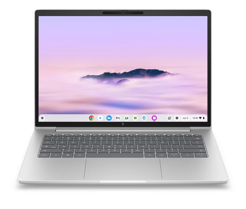 HP E6AV9EA laptop 100U Chromebook 35.6 cm (14") Touchscreen WUXGA 8 GB LPDDR5-SDRAM Wi-Fi 7 (802.11be) ChromeOS Silver