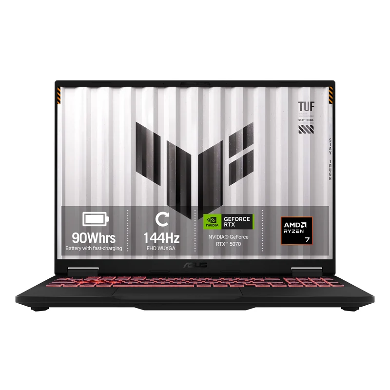 ASUS TUF Gaming A16 FA608UP-TU131W AMD Ryzen™ 7 260 Laptop 40.6 cm (16") WUXGA 16 GB DDR5-SDRAM 1 TB SSD NVIDIA® GeForce RTX™ 5070 Laptop GPU Wi-Fi 6E (802.11ax) Windows 11 Home Grey QWERTZ German