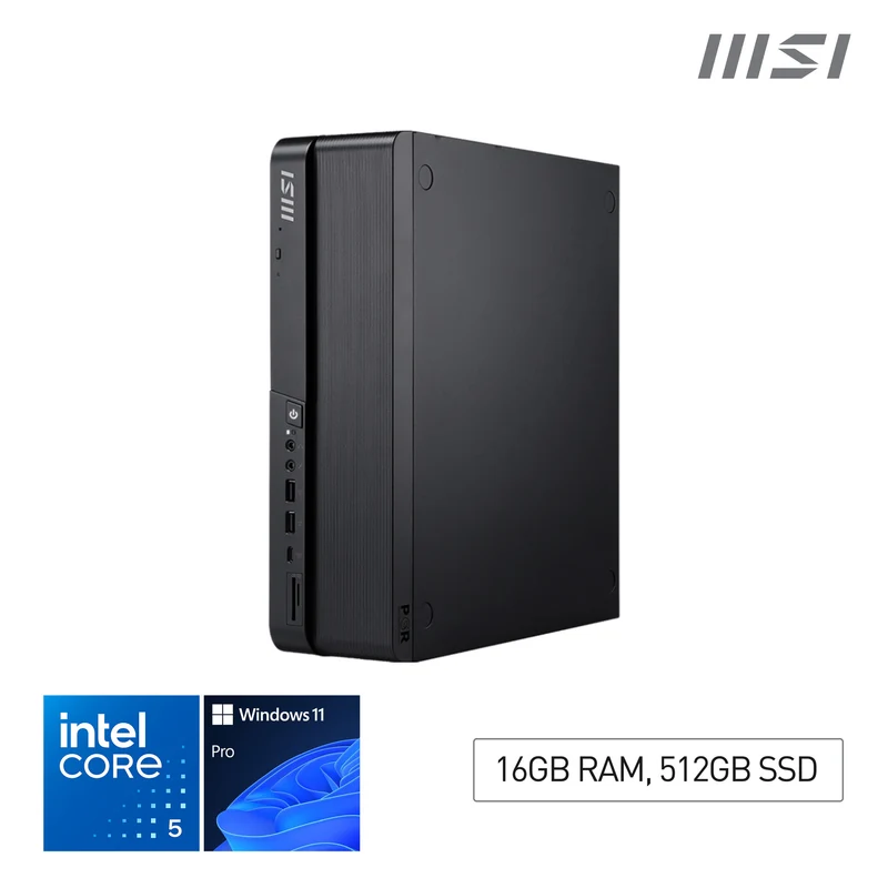MSI Pro DP80 A14G Intel Core i5 14400 ( 14th Gen Desktop CPU ), Desktop PC, DP80 A14G, SFF, Mini Computer, HTPC, (16GB RAM, 512GB Storage, Windows 11 ), Intel Graphics/DDR5/Dual HDMI/Dual LAN/WiFi 6E/BT 5.3 - DP80 A14G i5 14400 FS 16GB 512GB W11P