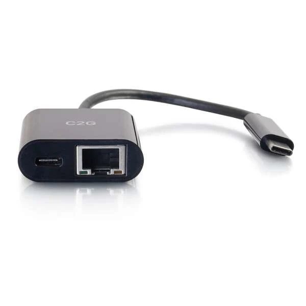 C2G USB-C® to Ethernet Multiport Adapter with Power Delivery - Black