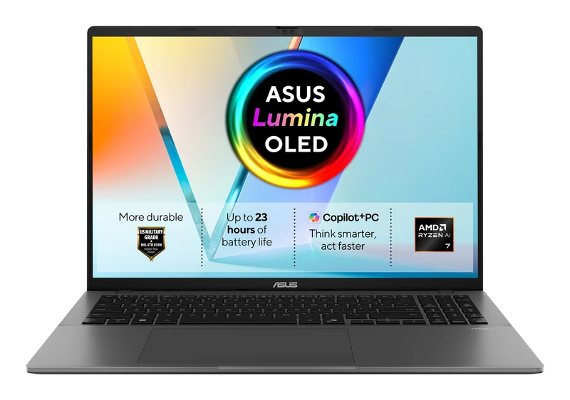 ASUS Vivobook S16 M3607GA-SH011W Copilot+ PC AMD Ryzen™ AI 7 445 Laptop 40.6 cm (16") WUXGA 16 GB DDR5-SDRAM 512 GB SSD Wi-Fi 6 (802.11ax) Windows 11 Home Grey