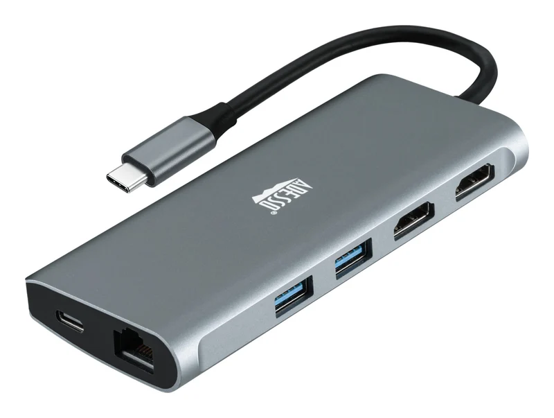 Adesso AUH-4040 laptop dock/port replicator Wired USB 3.2 Gen 1 (3.1 Gen 1) Type-C Grey