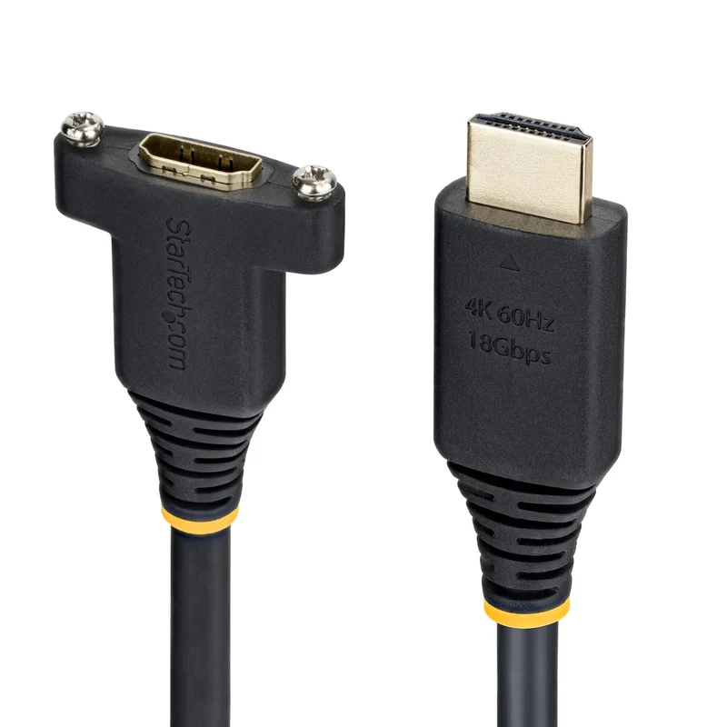 StarTech.com 1m (3ft) Panel Mount HDMI Cable, High Speed HDMI Panel Mount Extension Cable, 4K 60Hz/1440p 144Hz, HDMI Male to Female Panel Mount Adapter Cable