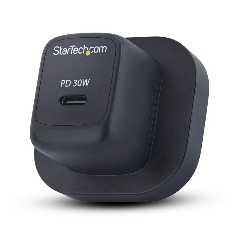 StarTech.com 30W USB‑C Wall Charger, Portable GaN Charger with USB Power Delivery Fast Charging, GaN 5V/9V/15/20V PD, USB-C Charger, Black