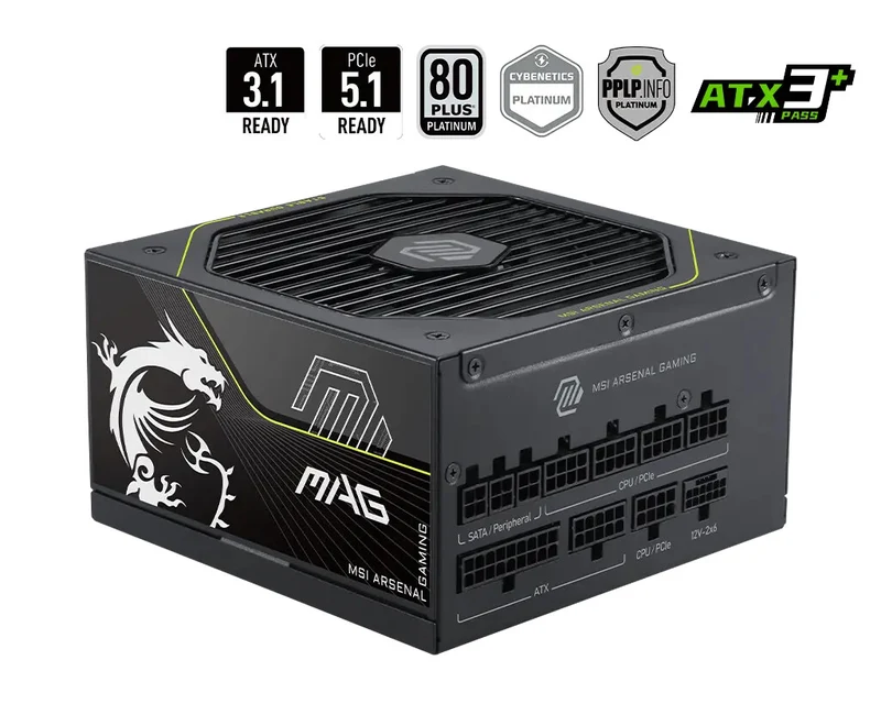 MSI MAG A1200PLS PCIE5 power supply unit 1200 W 20+4 pin ATX ATX Black