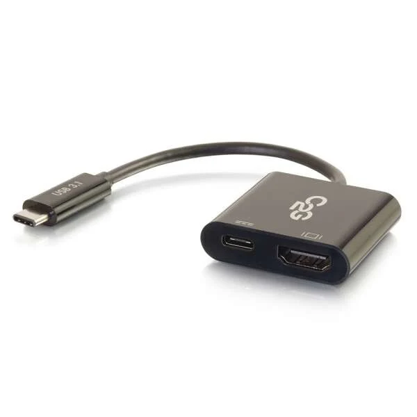 C2G USB-C To HDMI Audio/Video Adapter Converter With Power Delivery - Black
