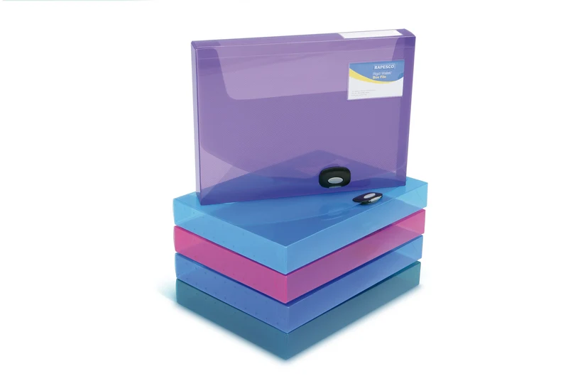 Rapesco Box File, 40mm file storage box Blue, Green, Red, Violet, White