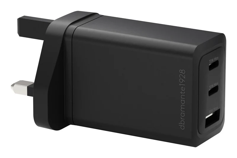 dbramante1928 IT - UK W. Charger - 2xUSB-C 70W + 1xUSB-A - BLK